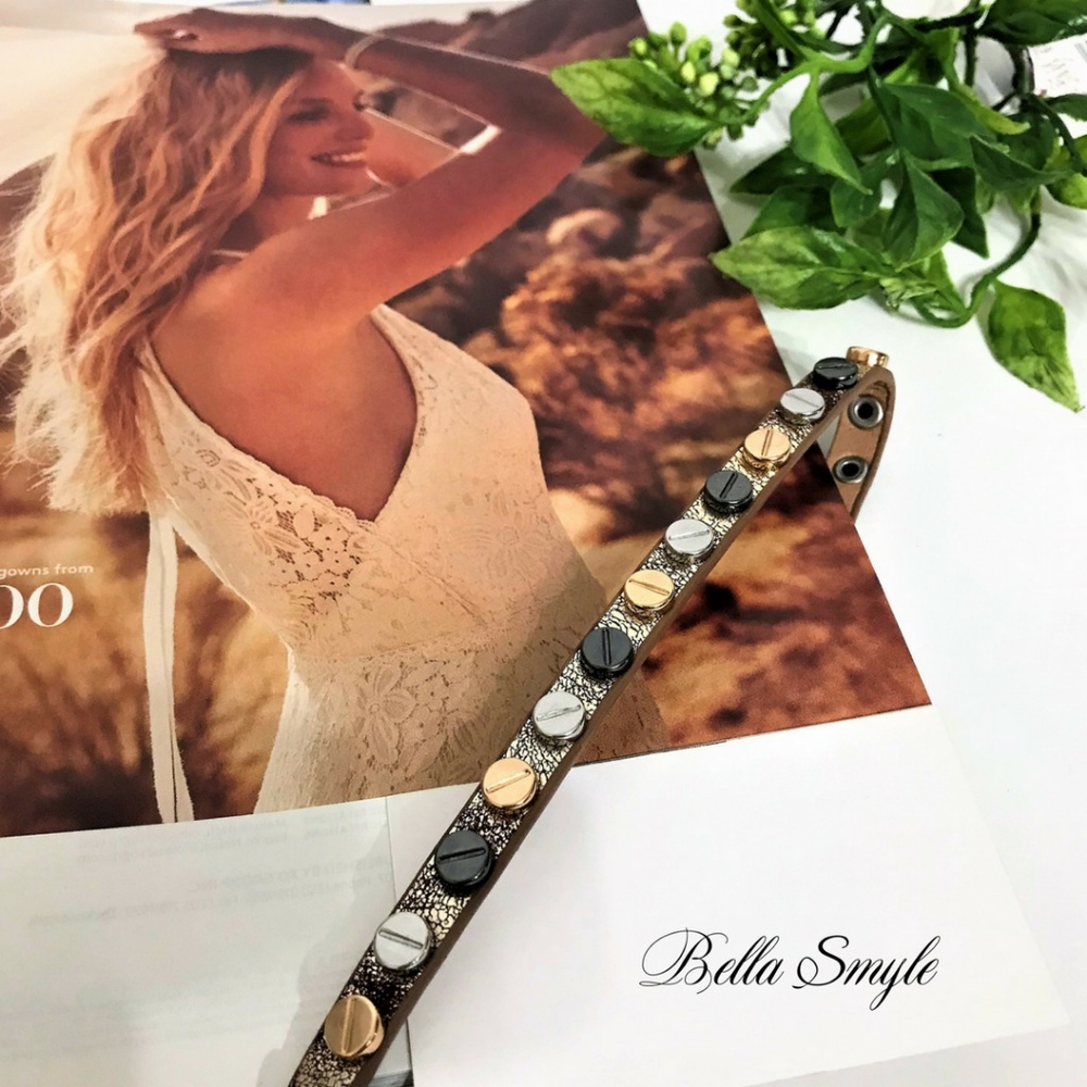 "Betty" Choker Faux Leather Goth Studs Necklace
